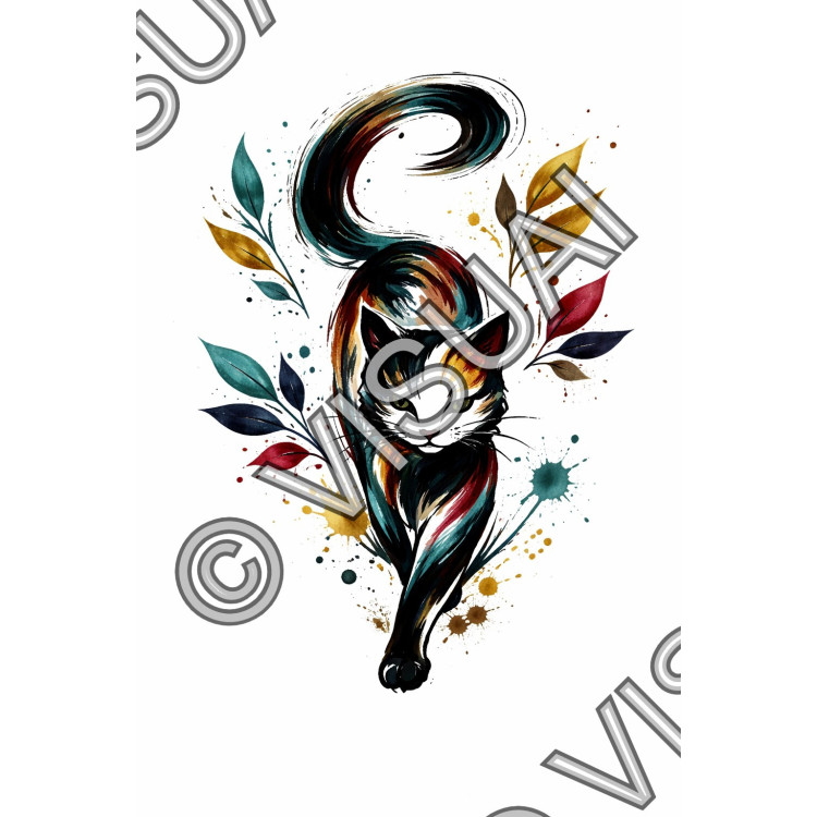 Illustration chat artistique coloré – Poster & toile 30x40 / 40x60