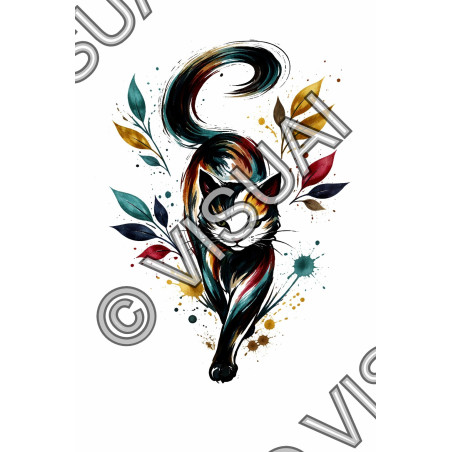 Illustration chat artistique coloré – Poster & toile 30x40 / 40x60