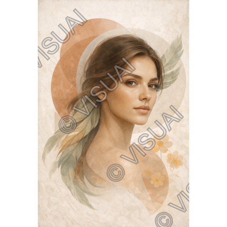 Portrait féminin abstrait naturel – Affiche & toile déco moderne | VISUAI