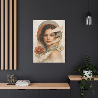 Portrait féminin abstrait terracotta – Affiche & toile déco moderne