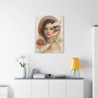 Portrait féminin abstrait terracotta – Affiche & toile déco moderne