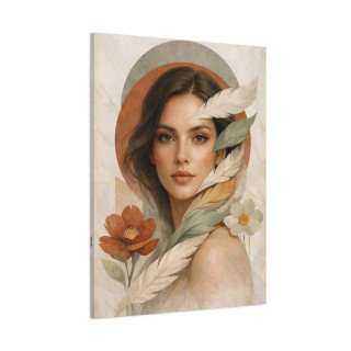 Portrait féminin abstrait terracotta – Affiche & toile déco moderne