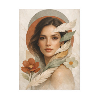 Portrait féminin abstrait terracotta – Affiche & toile déco moderne