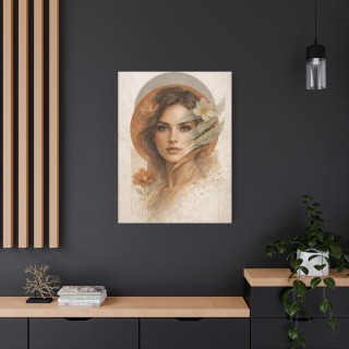 Portrait féminin abstrait floral – Affiche & toile déco moderne | VISUAI