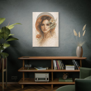 Portrait féminin abstrait floral – Affiche & toile déco moderne | VISUAI