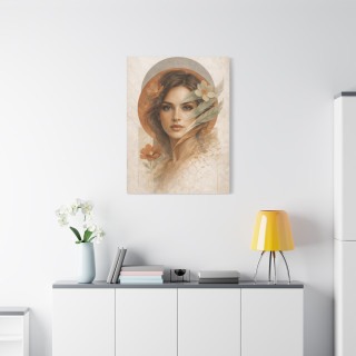 Portrait féminin abstrait floral – Affiche & toile déco moderne | VISUAI