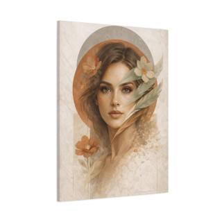 Portrait féminin abstrait floral – Affiche & toile déco moderne | VISUAI