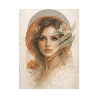 Portrait féminin abstrait floral – Affiche & toile déco moderne | VISUAI