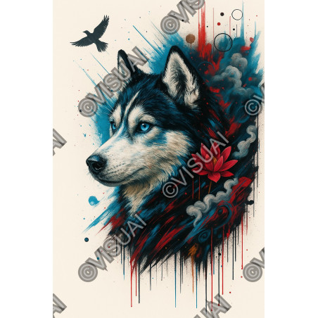 Illustration chien moderne coloré – Poster & toile 30x40 / 40x60