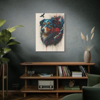 Illustration chien coloré artistique – Poster & toile 30x40 / 40x60