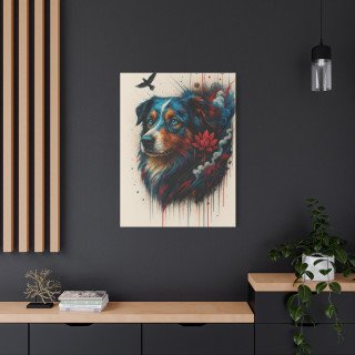 Illustration chien coloré artistique – Poster & toile 30x40 / 40x60