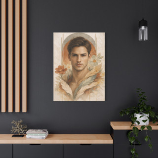 Portrait masculin abstrait terracotta – Affiche & toile déco moderne | VISUAI