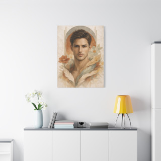 Portrait masculin abstrait terracotta – Affiche & toile déco moderne | VISUAI