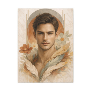Portrait masculin abstrait terracotta – Affiche & toile déco moderne | VISUAI