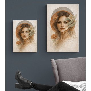 Affiche & Toile Portrait Féminin Abstrait – Douceur Florale &...