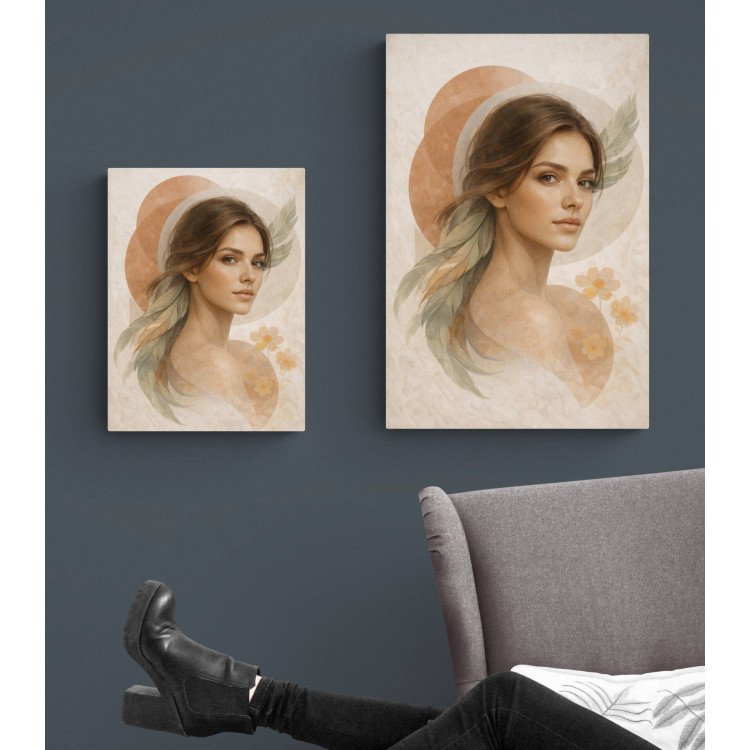 Affiche & Toile Portrait Féminin Abstrait – Harmonie Végétale &...