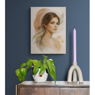 Affiche & Toile Portrait Féminin Abstrait – Harmonie Végétale &...