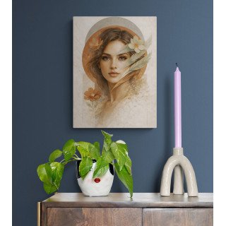 Affiche & Toile Portrait Féminin Abstrait – Douceur Florale &...