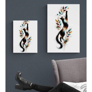 Chat Élancé Artistique – Affiche Aquarelle Moderne Verticale