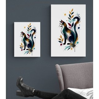 Chat Profil Élégant – Affiche Artistique Aquarelle Moderne Verticale