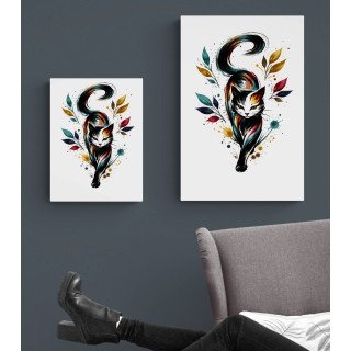 Illustration chat artistique coloré – Poster & toile 30x40 / 40x60