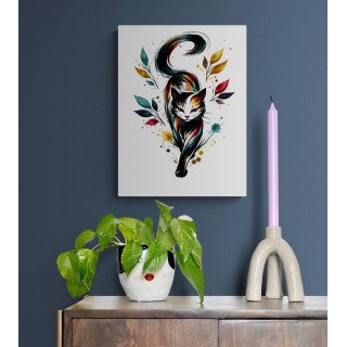 Illustration chat artistique coloré – Poster & toile 30x40 / 40x60