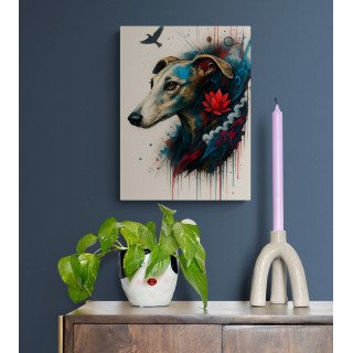 Whippet abstrait et graffiti – Instincts en Couleur | VISUAI