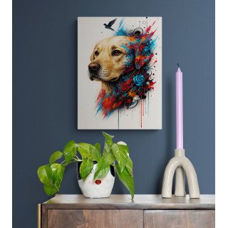 Labrador abstrait et graffiti – Instincts en Couleur | VISUAI