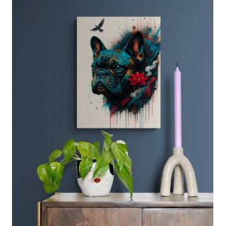 Illustration chien coloré – Poster & toile 30x40 / 40x60
