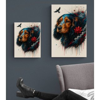 Illustration chien artistique – Poster & toile 30x40 / 40x60