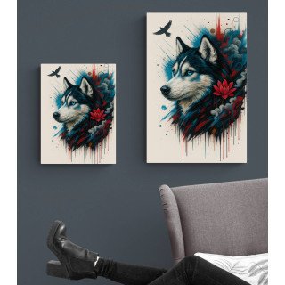 Illustration chien moderne coloré – Poster & toile 30x40 / 40x60