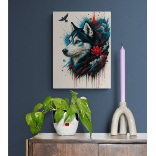Illustration chien moderne coloré – Poster & toile 30x40 / 40x60