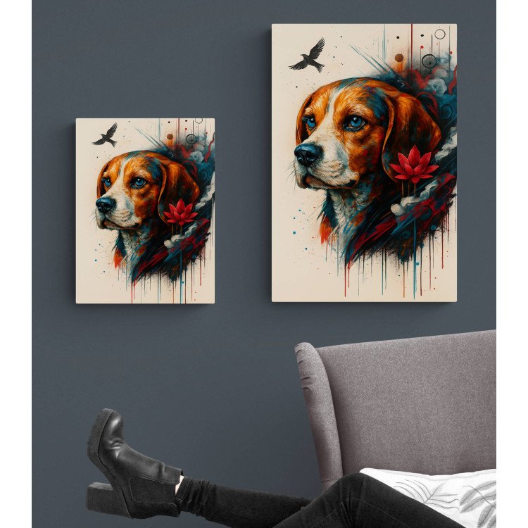 Illustration chien coloré moderne – Poster & toile 30x40 / 40x60