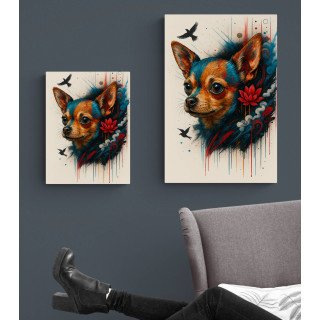Illustration chien coloré artistique – Poster & toile 30x40 / 40x60