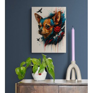 Illustration chien coloré artistique – Poster & toile 30x40 / 40x60