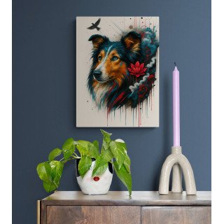 Illustration chien artistique coloré – Poster & toile 30x40 / 40x60