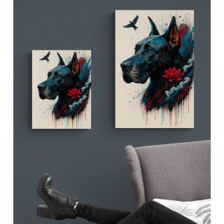 Illustration chien moderne  – Poster & toile 30x40 / 40x60
