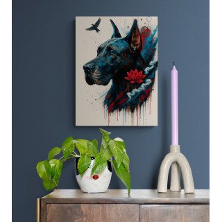 Illustration chien moderne  – Poster & toile 30x40 / 40x60