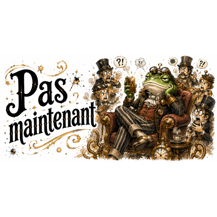 Mug Pas Maintenant – Grenouille Steampunk Humoristique | VISUAI