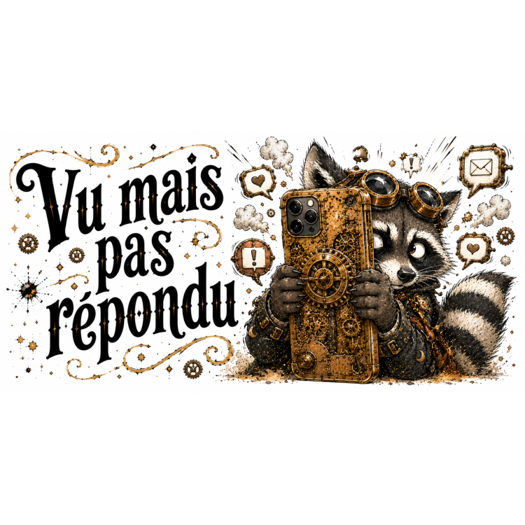 Mug Vu Mais Pas Répondu – Raton Laveur Steampunk Humoristique | VISUAI
