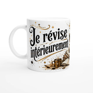 Mug Je Révise Intérieurement – Chat Steampunk Humoristique | VISUAI