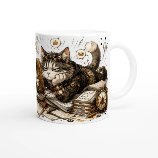 Mug Je Révise Intérieurement – Chat Steampunk Humoristique | VISUAI