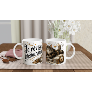 Mug Je Révise Intérieurement – Chat Steampunk Humoristique | VISUAI