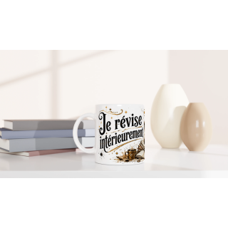 Mug Je Révise Intérieurement – Chat Steampunk Humoristique | VISUAI