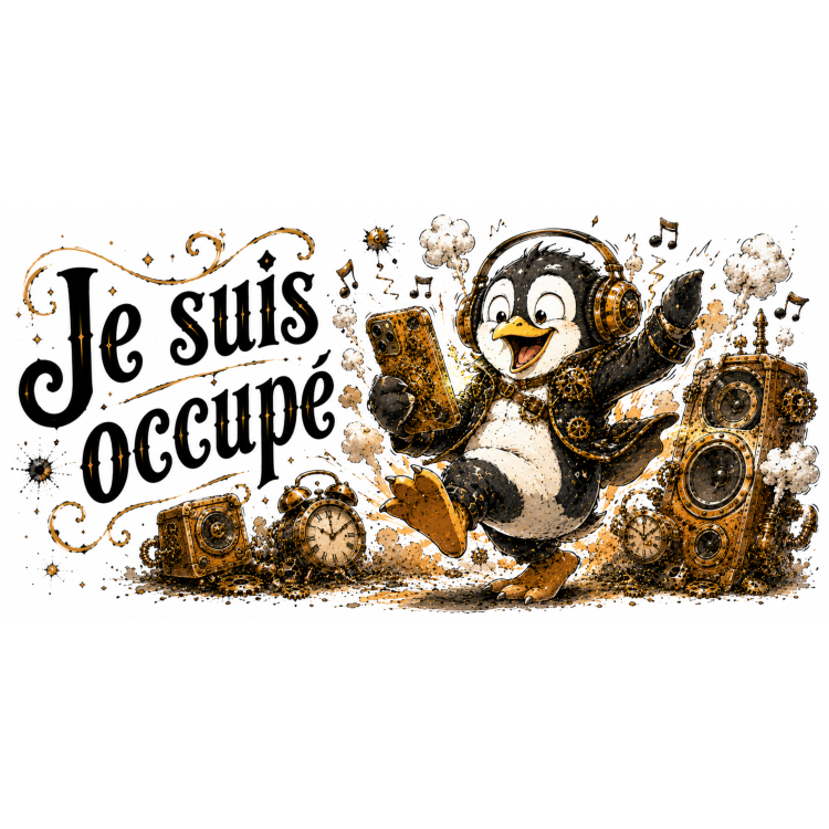Mug Je Suis Occupé – Pingouin Steampunk Humoristique | VISUAI