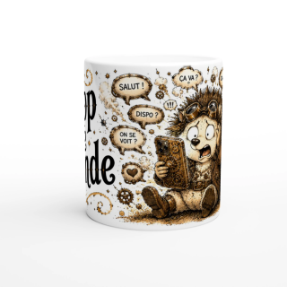 Mug Trop De Monde – Hérisson Steampunk Humoristique | VISUAI