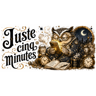 Mug Juste Cinq Minutes – Hibou Steampunk Humoristique | VISUAI