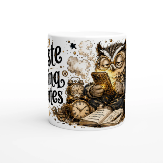 Mug Juste Cinq Minutes – Hibou Steampunk Humoristique | VISUAI