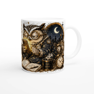 Mug Juste Cinq Minutes – Hibou Steampunk Humoristique | VISUAI