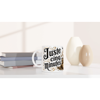 Mug Juste Cinq Minutes – Hibou Steampunk Humoristique | VISUAI